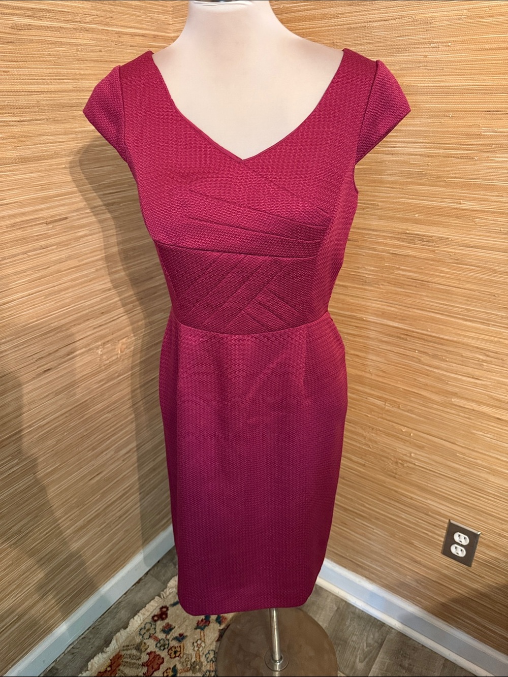 Tahari Deep Fuchsia Cap-Sleeve Sheath Dress